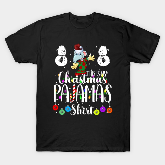 This Is My Christmas Pajama Outfit Xmas Lights Funny Holiday T-Shirt by CharJens